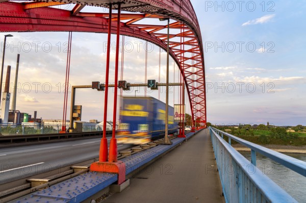 The Bridge of Solidarity, the longest tied-arch bridge in Germany, over the Rhine from