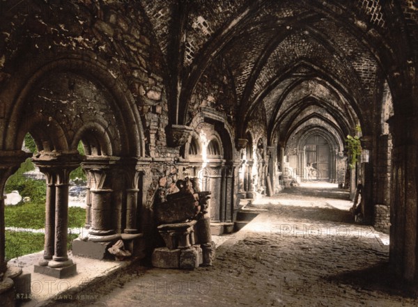 Cloister in St Bavo's Abbey, an abbey in the Flemish city of Ghent near the confluence of the Leie