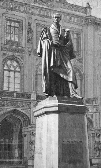 The monument of Fraunhofer in Munich, Germany, in 1887, Joseph Fraunhofer, Knight of Fraunhofer