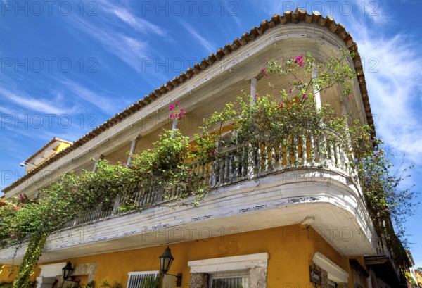 Columbia, Unesco site, colorful Cartagena Walled City Cuidad Amurrallada in historic city center