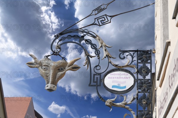 Nose sign with a bull's head from the former steakhouse El Toro, today an Indian restaurant,