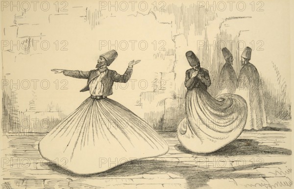 On the Nile, Shébook in the Cabin, Whirling Dervish, Egypt, Historical, digitally restored