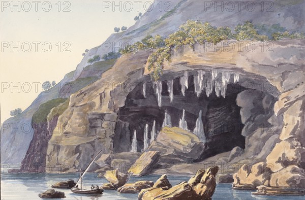 Cave, grotto at Cabo de San Antonio, Cap de Sant Antoni, cape in the south-east of Spain, digital
