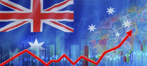 Australian financial growth concept, economic recovery. Growth of Australia economy on the