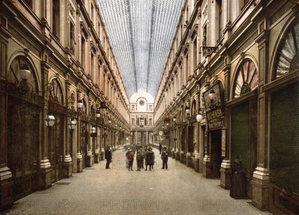 St Hubertus Gallery, Brussels, Belgium, ca 1895, Historic, digitally restored reproduction from a
