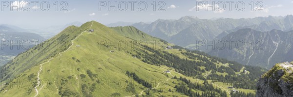 Panorama from the Kanzelwand, 2058m to the Fellhorn, 2038m, Oberallgäu, Allgäu, Bavaria, Germany,