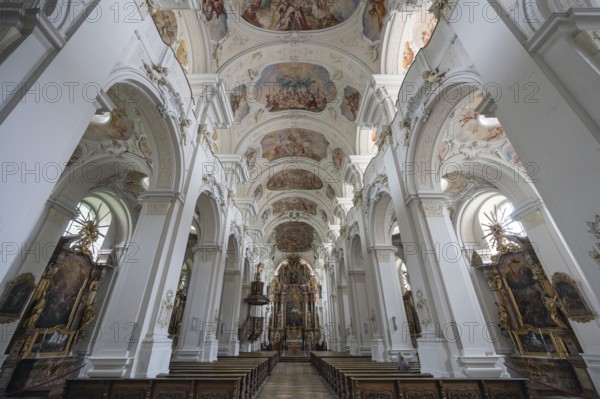 Interior of the originally Gothic hall church, was completely baroqueised in the 18th century,