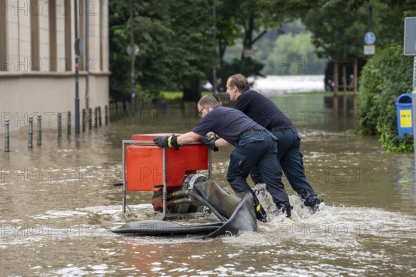 Flood on the Ruhr, after long heavy rainfall the river left its bed and flooded the countryside and