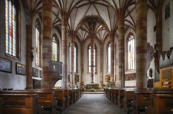 Interior view of the nave, choir, Church of the Holy Spirit, Merano, Merano, South Tyrol,