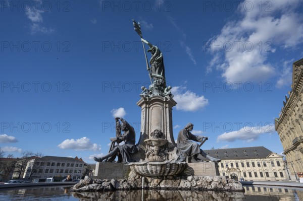 Frankoniabrunnen, neo-baroque, created in 1894, fountain figures and figure of Frankonia with the