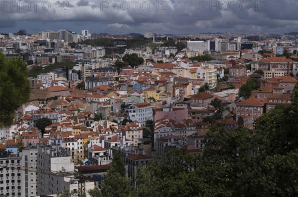 View from Castelo de São Jorge to old town, City view, Lisbon, Portugal, Europe