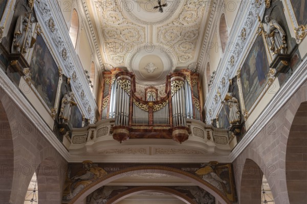Organ loft, organ built in 1983, Cathedral of Our Lady, Villingen-Schwenningen, Baden-Württemberg,