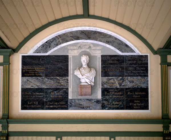 Historic Wandelhalle with bust of Duke Carl Theodor in Bavaria, favourite brother of Empress