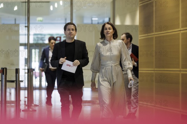 Kevin Kuehnert, SPD Secretary-General, and Katarina Barley, SPD lead candidate for the 2024