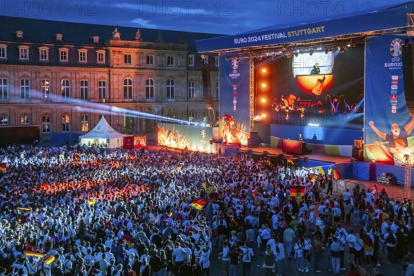 Public viewing at Neues Schloss in Stuttgart in the evening. 30, 000 people celebrate the German