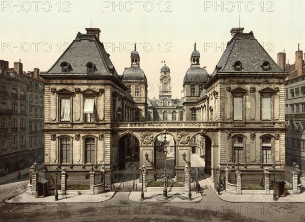 Lyon. Place de la Comedie. L'Hotel de Ville, France, c. 1890, Historic, digitally restored