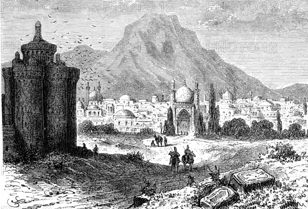 View of Ispahan, Isfahan, Esfahan, Persia, today Iran, in 1860, Historical, digital reproduction of