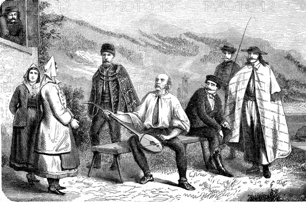 / People from Croatia, Croats, in 1880, Historical, digital reproduction of an original from the