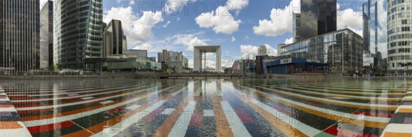 The monumetal AGAM fountain, Agam basin, Agam pool, La Defence, Europe's largest office city,