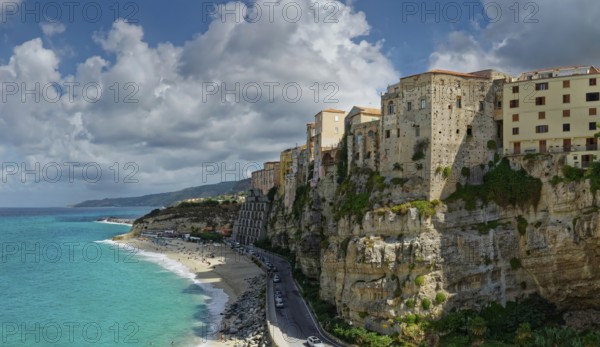 The medieval old town of Tropea with its turquoise sea and sandy beaches, Tropea, Vibo Valentia,