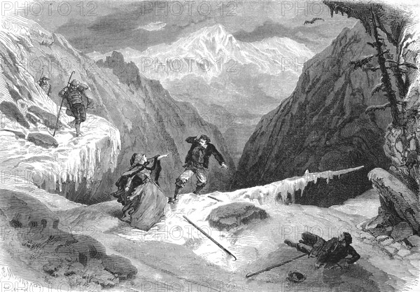 Screening at the Theatre du Vaudeville, a former theatre in Paris, Labime, Mountain drama, 1869,
