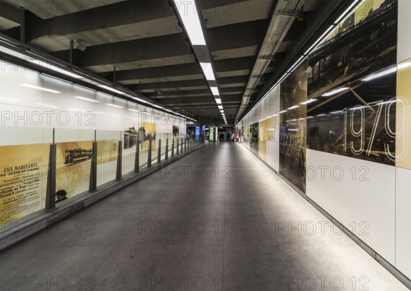 Koekelberg, Brussels Capital Region, Belgium, 09 25 2019 The pedestrian hallway of the metro and
