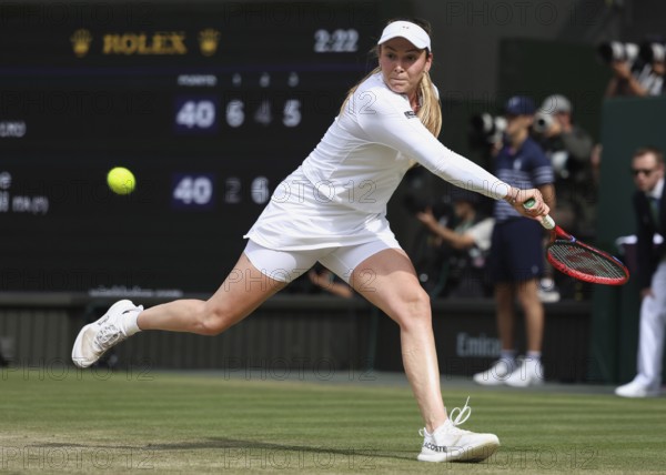Croatian tennis player Donna Vekic in action at the 2024 Wimbledon Championships, London, England,