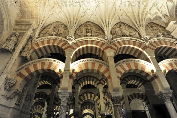 La Mezquita, Mosque, Cathedral of Cordoba, Cordoba, Andalusia, Spain, Europe, Interior view with
