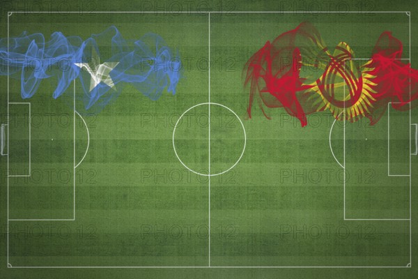 Somalia vs Kyrgyzstan Soccer Match, national colors, national flags, soccer field, football game,