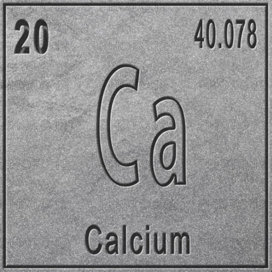 Calcium chemical element, Sign with atomic number and atomic weight, Periodic Table Element, silver