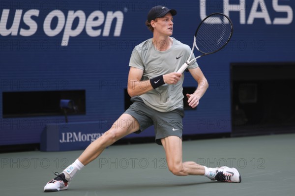 Tennis player Jannik Sinner of Italy in action at the US Open 2024 Championships, Billie Jean King