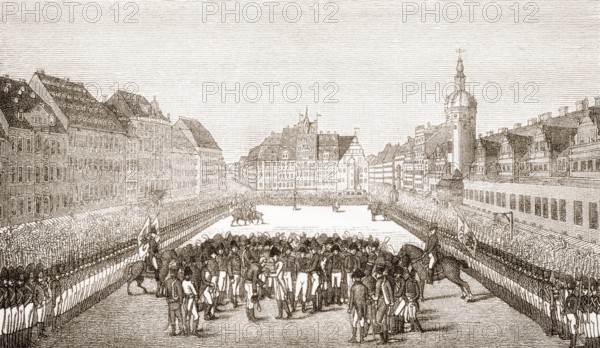 The monarchs and generals at the market place in Leipzig on 19.10.1813, Battle of the Nations,