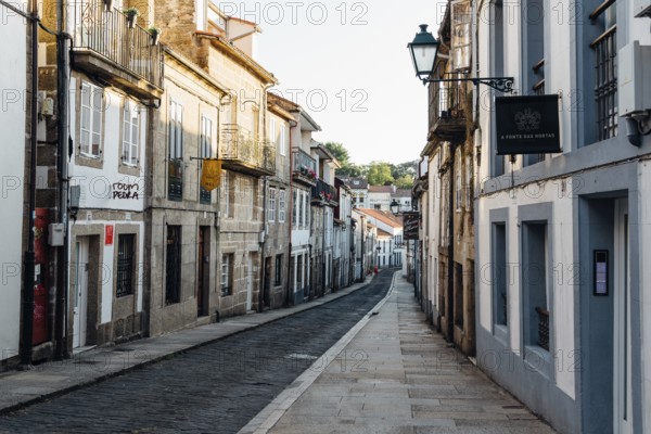 Santiago de Compostela, Spain, July 18, 2020: Street in historical centre of Santiago de
