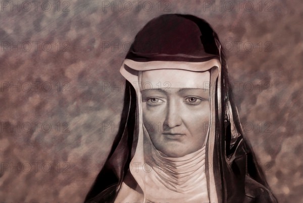 Figure of Hildegard of Bingen, Sibyl of the Rhine, 1098 – 1179, German Benedictine abbess and