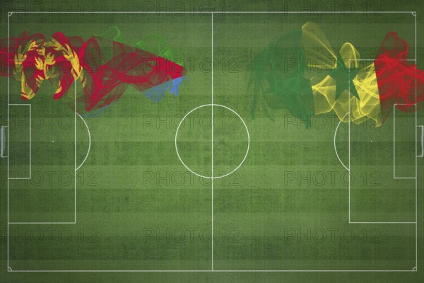 Eritrea vs Senegal Soccer Match, national colors, national flags, soccer field, football game,