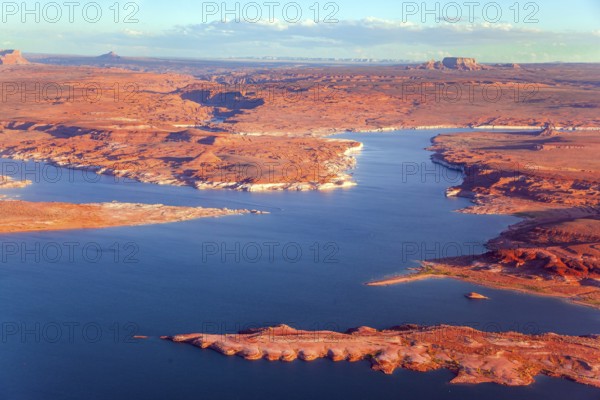 Lake Powell is a reservoir on the Colorado River. States of Utah and Arizona. USA. Huge lake of