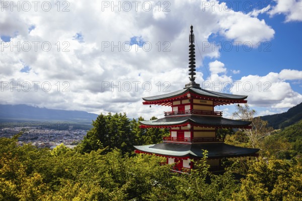 FUJIYOSHIDA CITY, JAPAN - SEPT 17TH, 2024: Arakura Fuji Sengen-jinja Shrine in Arakurayama Sengen
