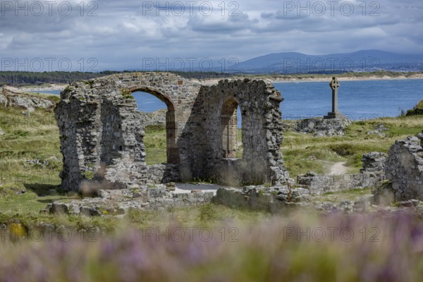 Ruins of the ruined St Dwynwen Church, Llanddwynn Island, Newborough, Anglesey, Wales, Great