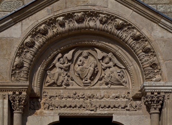 St-Julien-de-Jonzy Burgundy Parish Church West portal 12th century Tympanum Christ in the mandorla