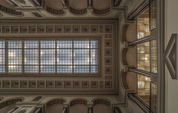 Brussels Old Town, Brussels Capital Region, Belgium, 12 06 2019 Art nouveau ceiling of the Royal