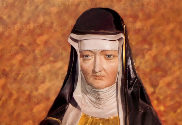 Figure of Hildegard of Bingen, Sibyl of the Rhine, 1098 – 1179, German Benedictine abbess and