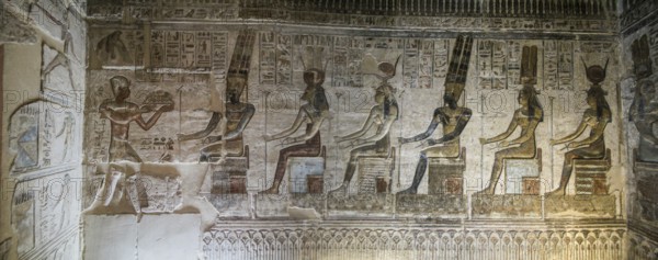 Colorful relief paintings in ancient graves, Dier el Medina, Egypt, Africa