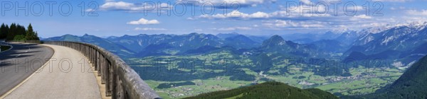 Panorama from the Roßfeld panoramic road with Salzach valley, Salzburg Alps, Dachstein,
