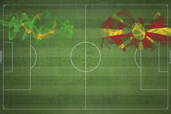 Mauritania vs North Macedonia Soccer Match, national colors, national flags, soccer field, football