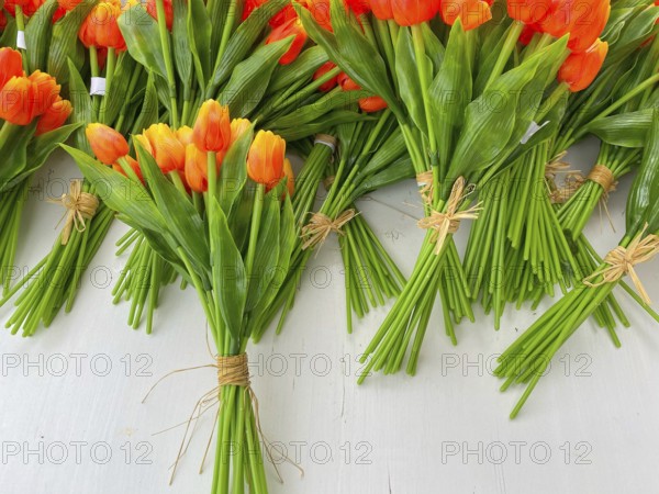 Wooden tulips in the shop in Volendam. Volendam is a town in North Holland, 20 kilometres north of