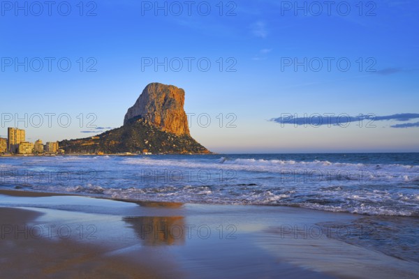 Arenal Bol beach in Calpe also Calp in Alicante of spain at Costa Blanca Arenal-Bol Ifach penon