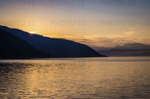 Landscape photography of the evening mood at the Sognefjord in Norway in the summer. Beautiful