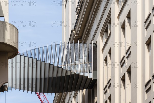London, UK, May 15, 2019: Modern design bridge between two buildings in Covent Garden. Located in