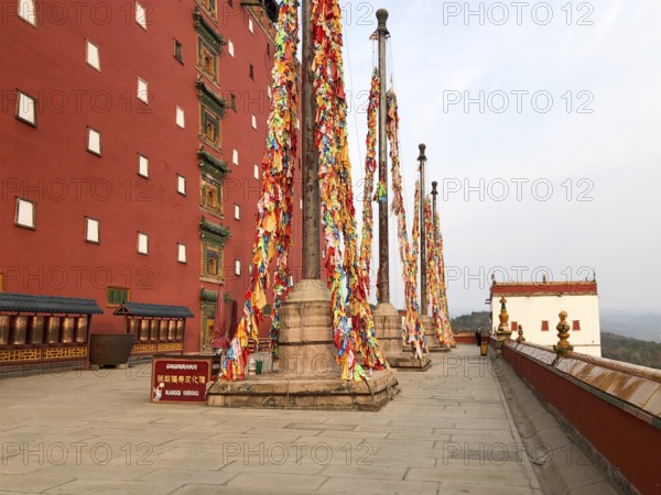 Buddhist color prayer flags at The Putuo Zongcheng Buddhist Temple, one of the Eight Outer Temples