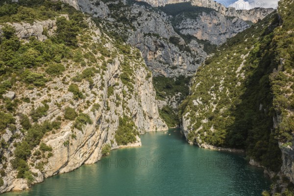 Mercantour National Park, Provence. The rocky slopes of the canyon dramatically narrowed in the